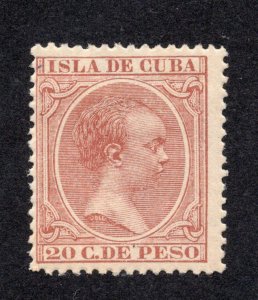 Cuba 1894 20c red brown Alfonso XIII, Scott 152 MH, value = $20.00
