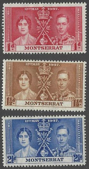 Montserrat #89-91 Mint Hinged Set of 3 Coronation Issue