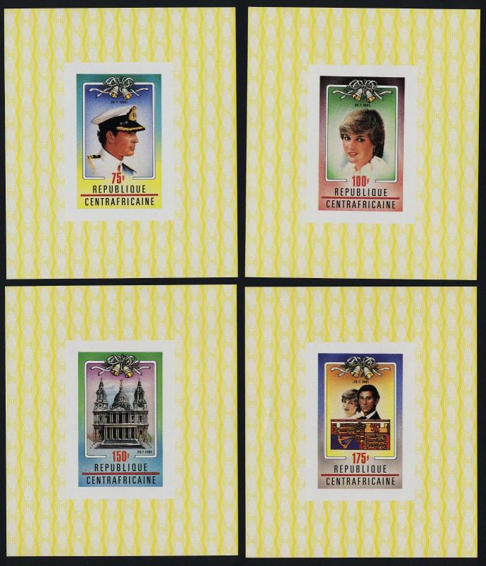 Central Africa C457-60 deluxe sheets MNH Prince Charles, Princess Diana Wedding