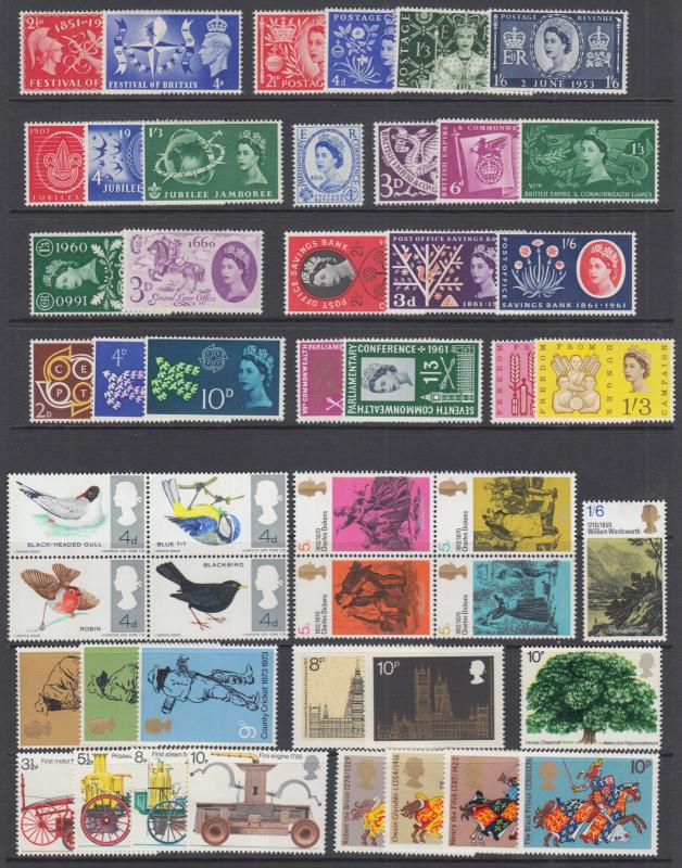 Great Britain Sc 290//761 MLH. 1951-1975 issues, 24 cplt QEII sets, F-VF