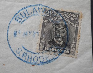 Rhodesia Admiral Die III 2d with Bulawayo in Blue with blank (DCA) postmark