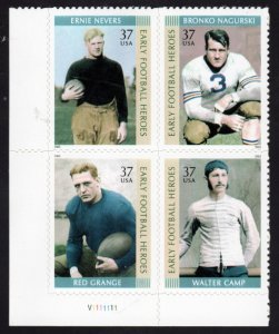 SC# 3808-3811 - (37c) - Early Football Heroes - MNH Plate Block/4 - LL V1111111