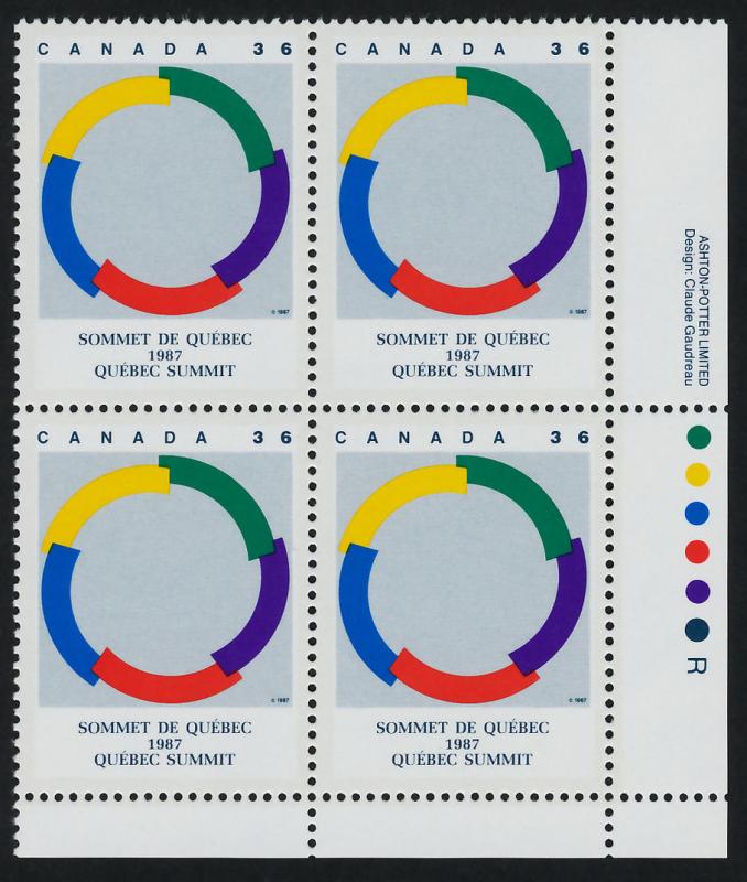 Canada 1146 BR Plate Block MNH Quebec Summit