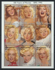 Montserrat sheet  of 9 SG 956a SC#860 Marilyn Munroe 100 years of movies 1995