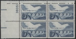 SC#1721 13¢ Peace Bridge Issue Plate Block: UL#38051 (1977) MNH