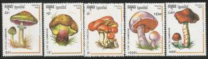 CAMBODIA 1242-1246, MNH, C/SET OF 5 STAMPS, MUSHROOMS