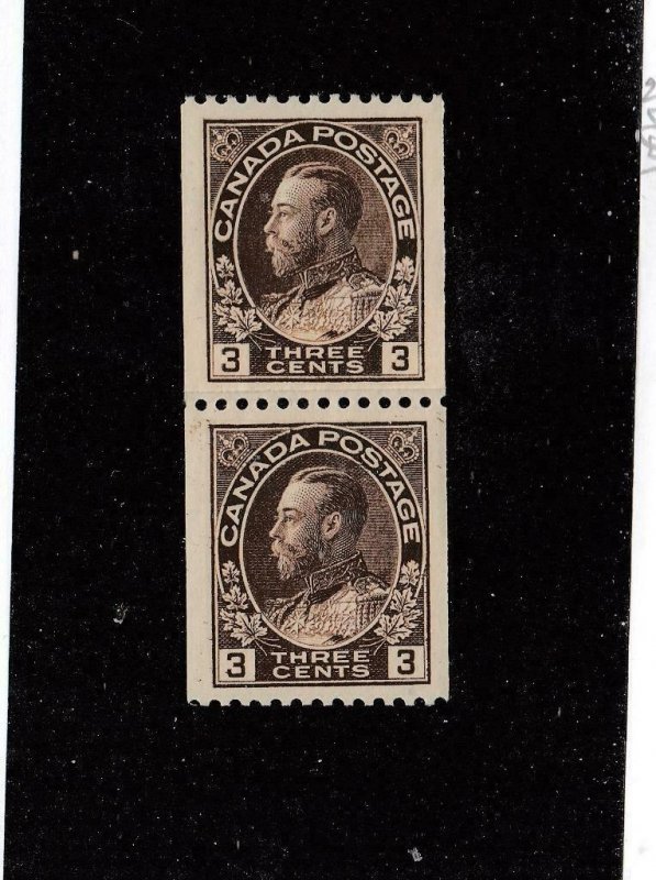 CANADA # 134i VF-MNH PASTE UP PAIR KGV 3cts COILS CAT VALUE $150 (CCNN6)