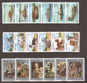 Laos Sc 393-398, 405-410, 442-447, MNH. 1982-1983 issues, 3 cplt sets, VF