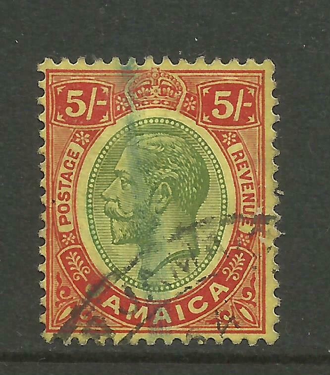 JAMAICA 1912/20 Sg 67, 5/- Green & Red/Yellow, Fine used. {B9-70}