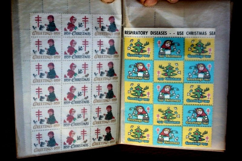 US STAMP COLLECTION MNH CHRISTMAS SEALS 16 DIFFERENT BLOCKS (243 Stamps)