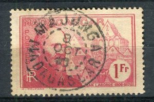 FRENCH COLONIES; MADAGASCAR early 1938 Laborde issue used 1F. POSTMARK