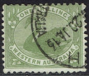 WESTERN AUSTRALIA 1912 SWAN 1/- WMK CROWN/SINGLE LINED A USED