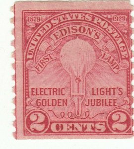  Scott # 656 - 2c Carmine Rose- Edison's First Lamp - Mint Hinged