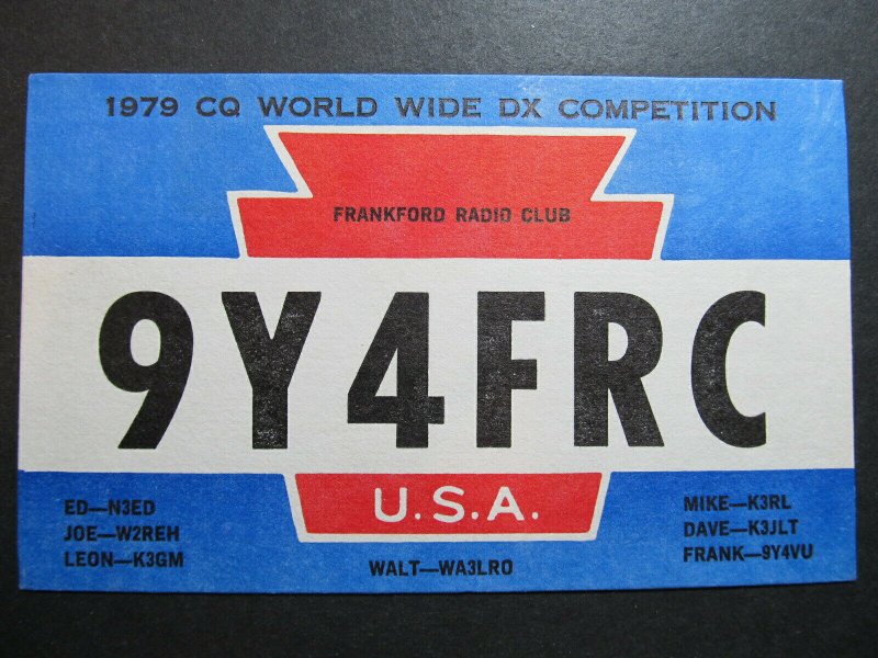 4262 Amateur Radio QSL Card Dxpedition Frankford Radio Club to Trinidad