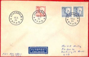 aa1788 - SWEDEN - POSTAL HISTORY - AIRMAIL  FDC Cover  to USA  1954