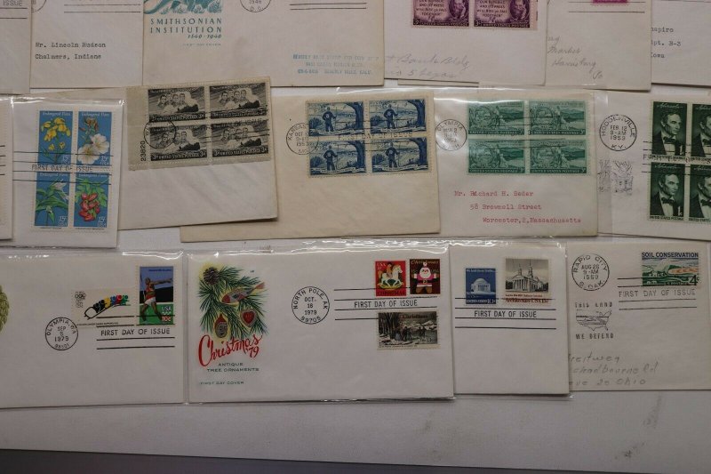 US HF House Farnam Color Cachet FDC lot 100+1940-1950s Commemoratives addressed