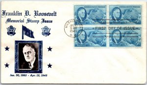 US FIRST DAY COVER IN MEMORY OF PRESIDENT Franklin D. Roosevelt Photo Insert B4