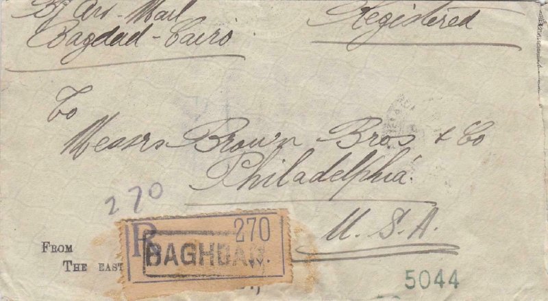 1927, Baghdad, Iraq to Philadelphia, PA, Registered, See Remark (32120)