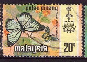 MALAYSIA  20c BUTTERFLY PALAU PINANG USED	10.12R 