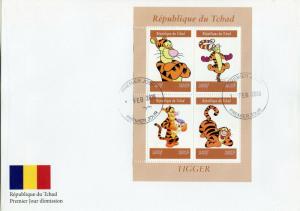 Disney Stamps Chad 2019 FDC Tigger Winnie the Pooh Bear Cartoons 4v M/S