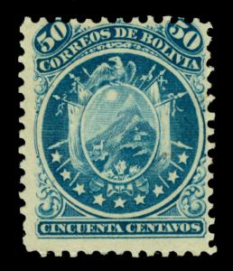 BOLIVIA 1868 CONDOR  50c blue (eleven stars) Sc# 12 mint MH