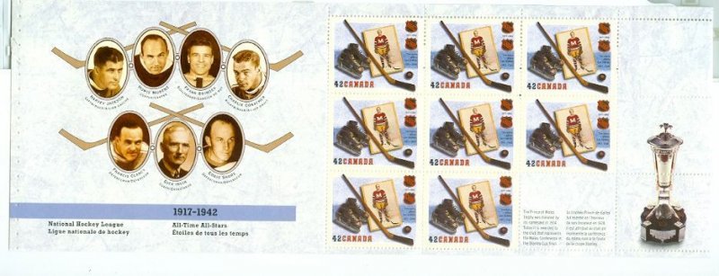 CANADA 1992 HOCKEY #1443a BOOKLET PANE from BK148...MNH