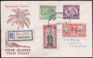 COOK IS 1946 Victory set on registered FDC ex Rarotonga....................B3942