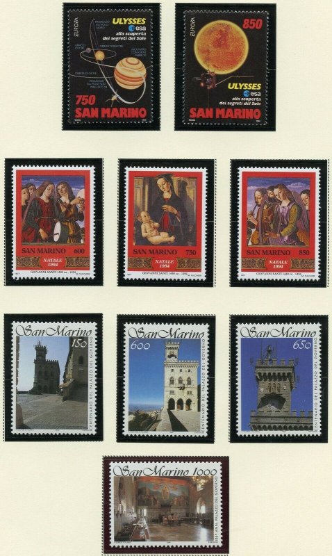 SAN MARINO SELECTION OF 1994  ISSUES  MINT  NEVER   HINGED--SCOTT VALUE $40.70 