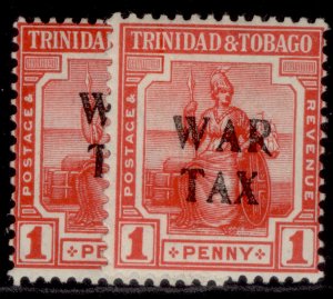 TRINIDAD & TOBAGO GV SG178 + 178b, 1d SHADE VARIETIES, LH MINT. Cat £12.