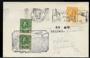 #126a part imperf single & #128a part imperf pair 1930  Admiral Canada cover