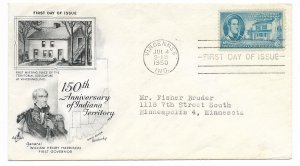 US 996 (Me-5) 3c Indiana Territory on FDC Artcraft Cachet ECV $6.00