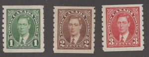 Canada # 238-40  George VI  - COILS     (3)  Mint NH