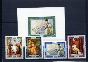 MANAMA 1969 FRENCH PAINTINGS/WOMEN SET OF 4 STAMPS & S/S MNH