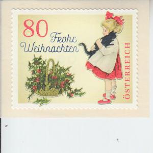 2018 Austria Christmas - Vintage - Girl w/ Cat SA  (Scott 2775) MNH