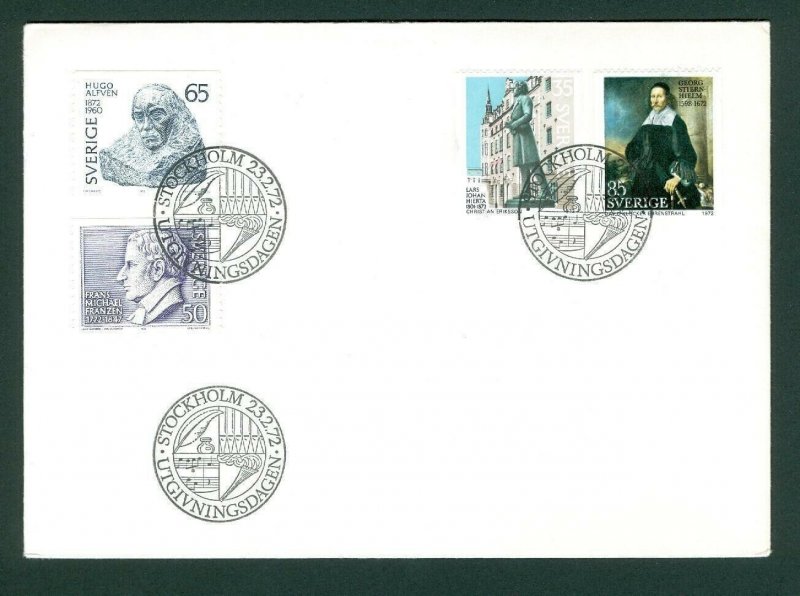 Sweden.  Fdc 1972. Cultural Celebrities. Engraver Arne Wallhorn