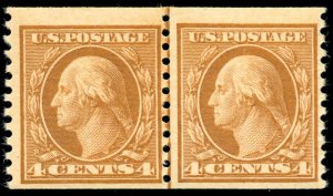 momen: US Stamps #495 Coil LINE PAIR Mint OG NH VF POST OFFICE FRESH