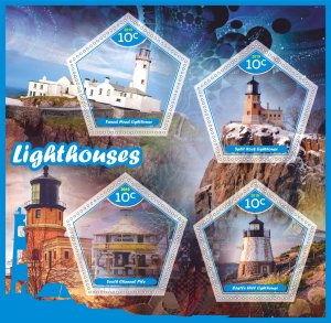 Stamps. Lighthouses  2019 year 1+1 sheets perforated