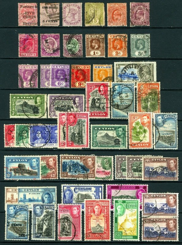 Ceylon #117 / #299 1885-1047 Assorted Queen Victoria to George VI Issues