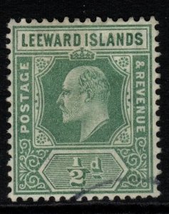 LEEWARD ISLANDS SG37 1907 ½d DULL GREEN USED