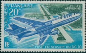 French Polynesia 1973 Sc#C97,SG168 20f Douglas DC-10 Papeete Airport MNH