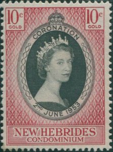 New Hebrides 1953 SG79 10c Coronation QEII MLH