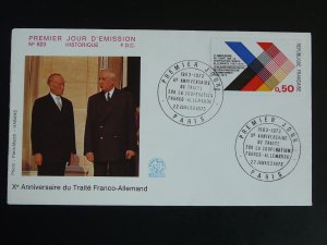 General De Gaulle and President Adenauer treaty of friendship FDC France 1973