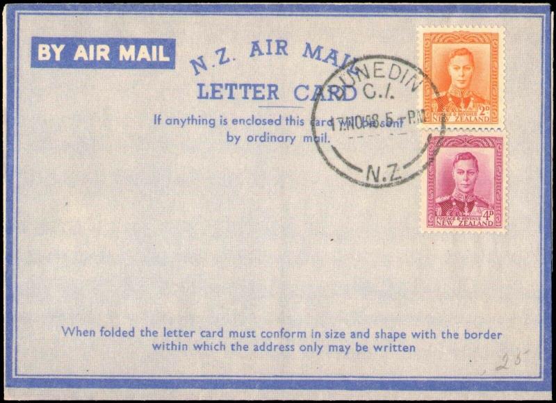 1948 NEW ZEALAND MULTI STAMP AIR LETTER CARD AEROGRAMME