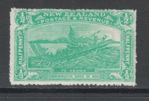 New Zealand Sc 122 MLH. 1906 ½p emerald Arrival of the Maoris, VLH & F-VF