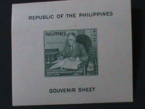 PHILIPPINES-1950-SC#70- FRANKLIN D. ROOSEVELT-IMPERF -MNH S/S-VF-73 YEARS OLD