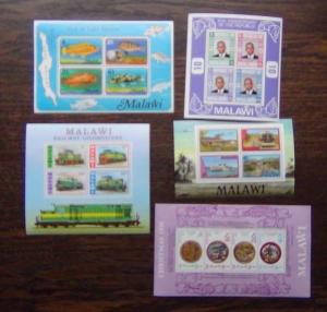 Malawi 1975 Christmas 1976 Trains Republic 1977 Fish Transport Miniature Sht MNH