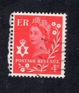 Great Britain N. Ireland 1969 4p bright red, Scott 9 used, value = 25c