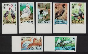 Vietnam Birds WWF Cranes 7v imperf Short Margins 1991 MNH SC#2243-2249