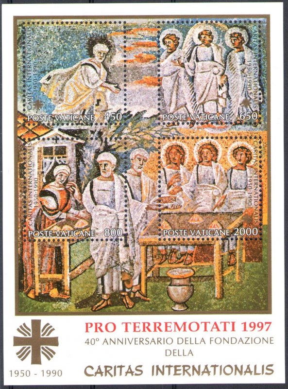 1997 Vatican, Souvenir sheet Overprint in Red Pro Terremotati 1997 S