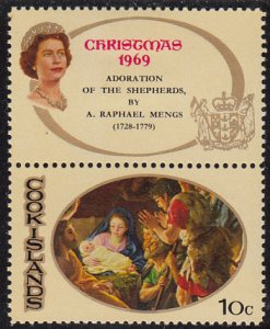 Cook Islands 1969 MH Sc #270 10c Madonna and Child A R Mengs Christmas with tab